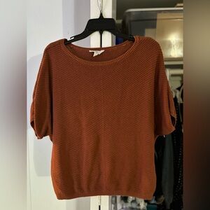 Xl time & tru burnt orange knit short sleeve sweater